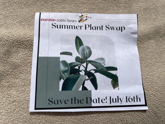 Went to this. I was able to pick up a pair of plants that have thrived in our home and in my office.