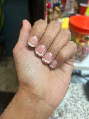 French manicure with glitters