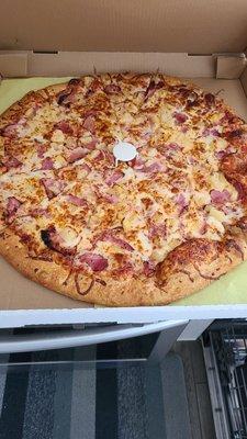 Hawaiian Pizza, was hot and tasty.