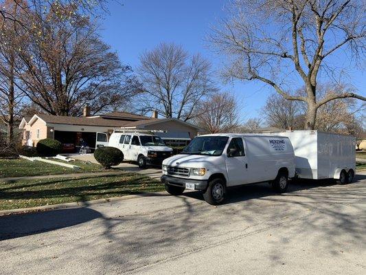 Roof replacement, gutter replacement, ventilation improvements, and leaf protection in progress in Mount Prospect.