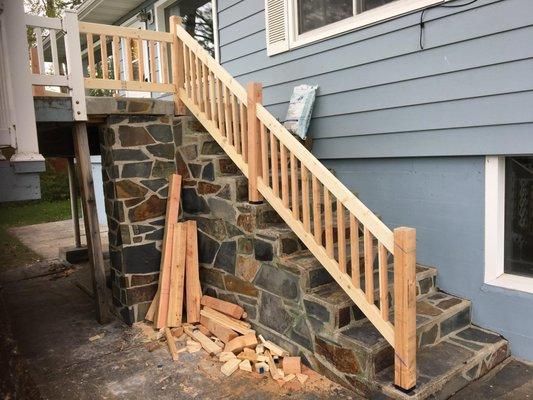 Custom built to match stair railing.