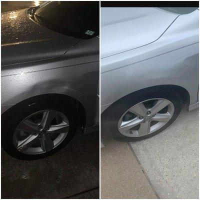 Toyota fender before and after