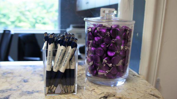 Complimentary pens and chocolates for all guests!