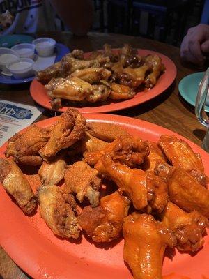 Variety of hot wings.