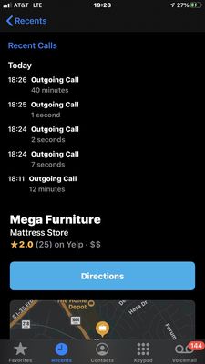 Phone calls to Mega Furniture