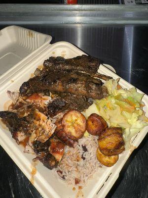 The famous jerk ribs with your chicken combo