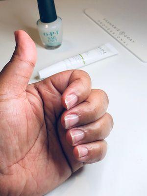 Bare mani with nail treatment