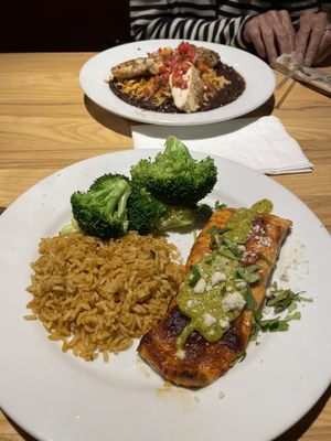 Ancho salmon. Margarita grilled chicken in the background.