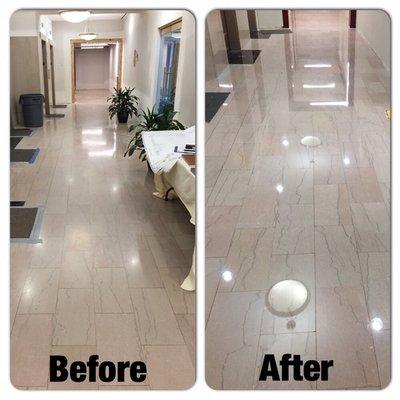 Historical building marble floor polishing by International Stoneworks