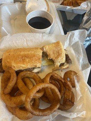 French dip with onion rings