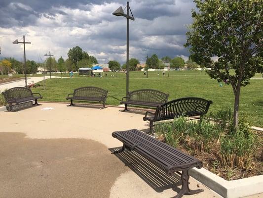 Lots of seating and green space for playing