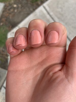 This is actually how she left my nails. Walked out of the salon like this.