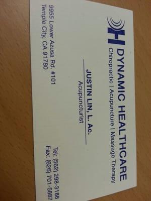 business card for the acupuncture