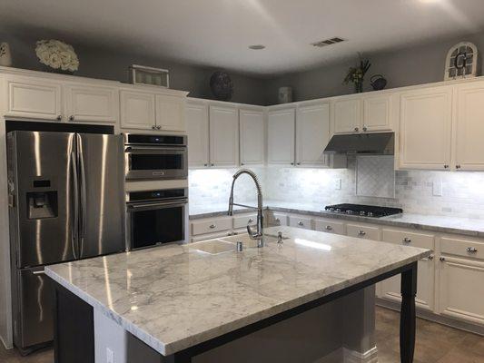 Refinished Carrera Marble counters