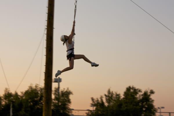 The zipline down from the course.