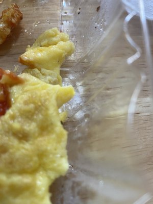 Scrambled hard eggs