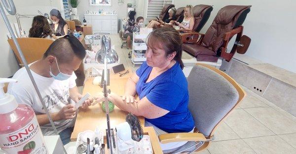 Clean and comfortable Salon! Mani and Pedi by Andy for Sue!