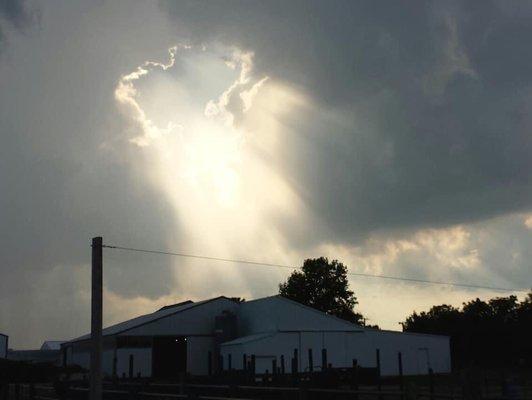 Evening view of the barn