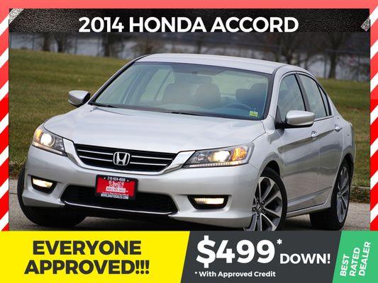 Generous of standard features, good ride / handling mix and handsome cabin materials. The 2014 Honda Accord! With 61,248 miles.