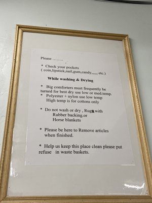 Sign that was not posted near dryers