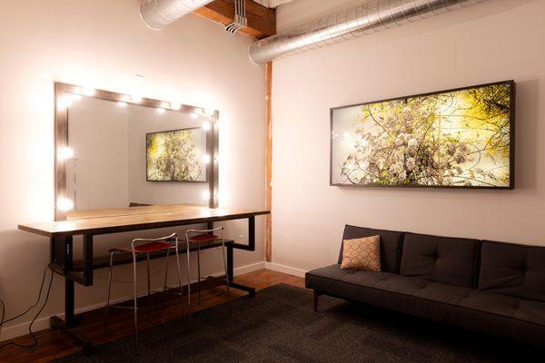 This private dressing room is great for stylists, hair, and makeup but has also been used as a green room for performers