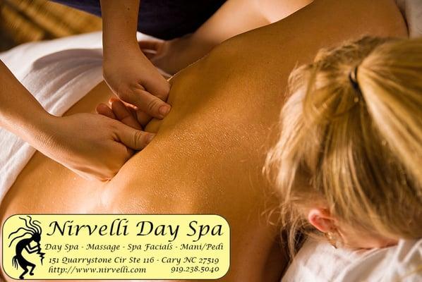 Swedish massage - relaxing. Take a few minutes for yourself today at Nirvelli Day Spa in Cary NC.