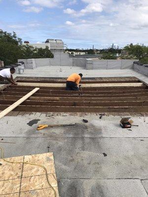 New roof rafters installation