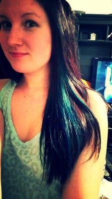 Theresa added teal streaks to my hair :D