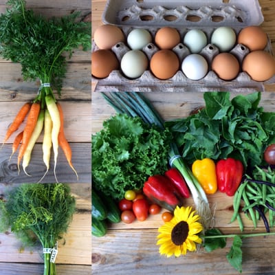 Organic vegetables and pasture-raised eggs