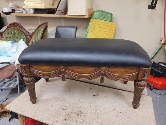 Recovered antique foot stool/bench