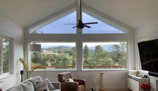 Replaced failed operating windows with Simonton Daylight Max picture windows to capture the beautiful view.  Solvang CA