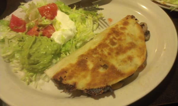 Mushroom and cheese quessadilla