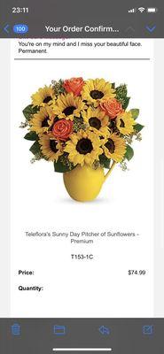 This is what I ordered. This place shouldn't even call themselves a "flower shop".