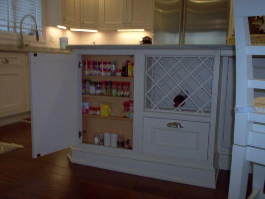 Spice cabinet built into island