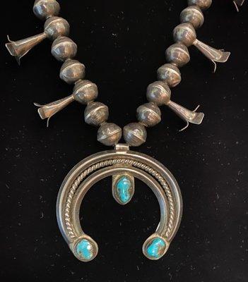 Vintage Navajo Squash Blossom Necklace