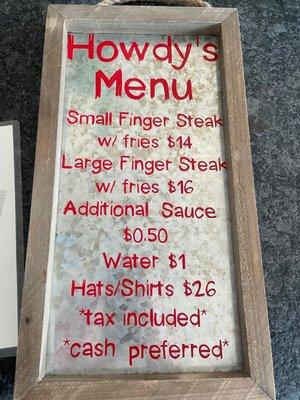 Howdy's Menu