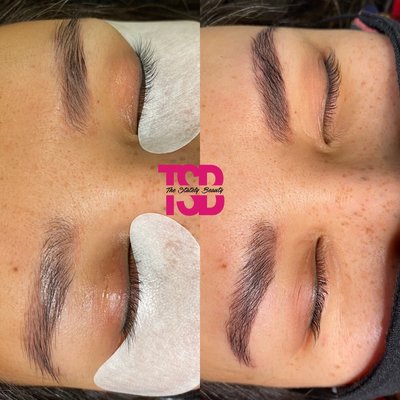 Brow lamination with a tint & lash lift with a tint before and after