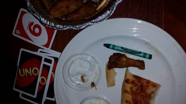 Example of how tiny the wing is. The pizza was a bust. Im so scared i will get sick.