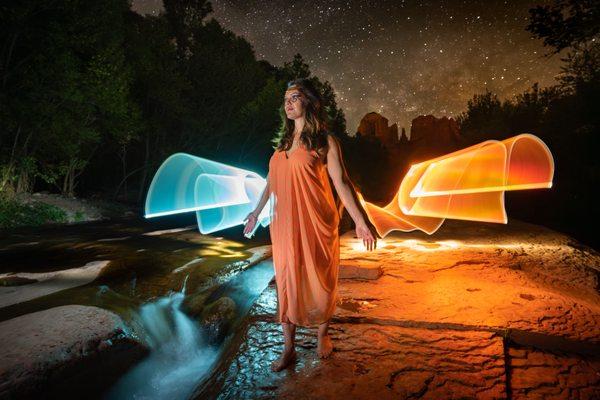 Long exposure light painting photos to capture the magic of Sedona at night!