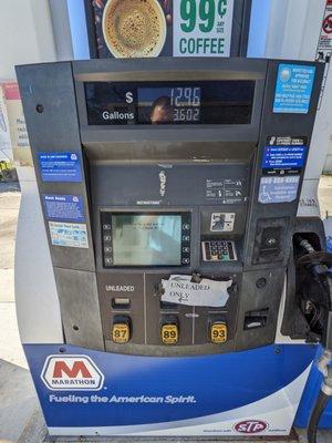 Pump 5 interface. All 8 pumps had regular 87 octane unleaded only. Also, I had to prepay inside.