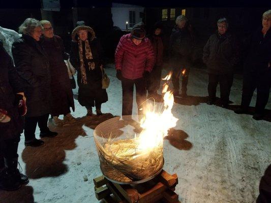 Burning ashes for Ash Wednesday