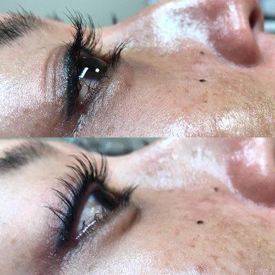 Before and After Lash Keratin Lift last 6-8 weeks