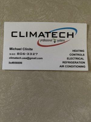 Business card with name of the gentleman that did the work.