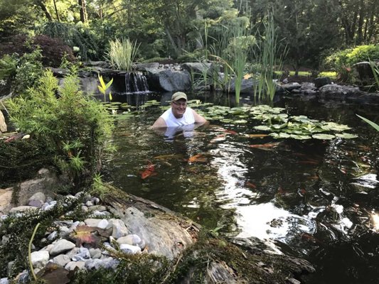 relaxing with the koi