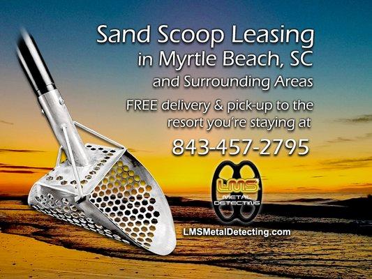 Custom Pro-Fortis Sand Scoops are available for a minimum two day lease, three day long weekend, and full weekly rates are also available.