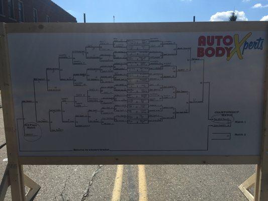 Auto Body Xperts sponsored the Bean Bag Tournament at the downtown Wayland Main Street Celebration 2016