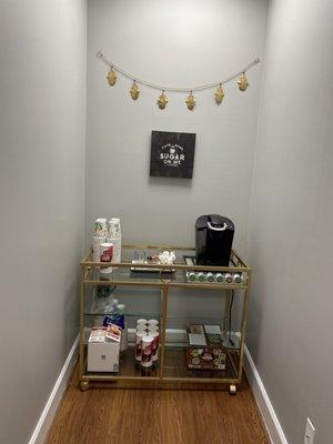 Our tea and coffee station!