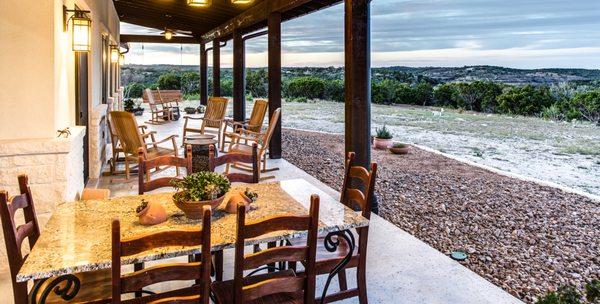 Custom Beams, Stained Concrete, Fun Party Porch