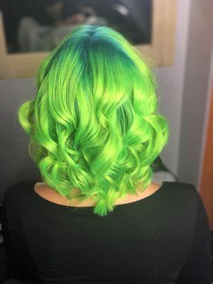 Neon green hair!