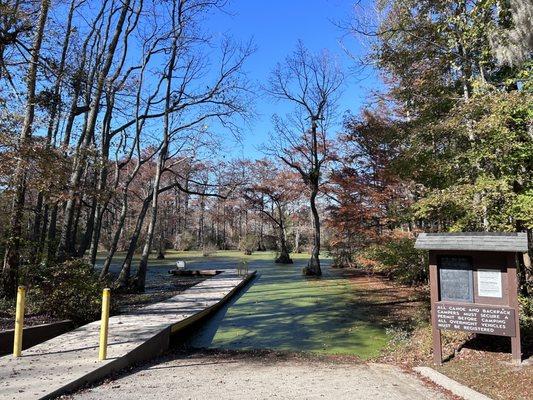 Boat ramp and dock near the spillway